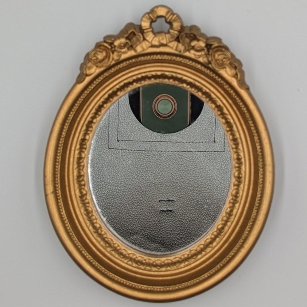 Home Interiors Wall Mirror Gold Ornate Floral Oval Regency Small Decorative